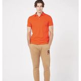  Áo Thun Tommy Hilfiger, Cổ Polo, Cam Trơn, Logo Nhỏ Trước Ngực, Slim Fit Stretch 