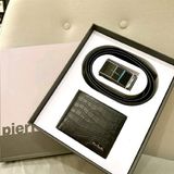  Set Ví Và Thắt Lưng Pierre Cardin Màu Đen Bản 3.5cm Da Bò 