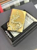  Zippo Rồng Mạ Vàng Ốp Nổi 3D 