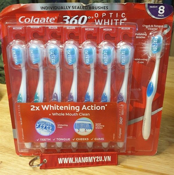  Vỉ Bàn Chải Colgate 360 Độ Optic White 8 cái 