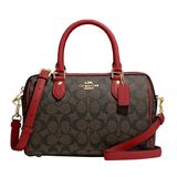  Túi Xách Coach Rowan Satchel In Signature Canvas CH280 Màu Nâu/Đỏ Size 26cm 