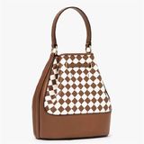  Túi Đeo Chéo Nữ Michael Kors MK Reed Belted Bucket Crossbody 35T4G6RM2Y Màu Nâu Trắng Mẫu Mới 