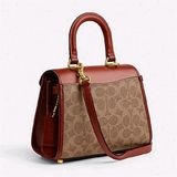  Túi Đeo Chéo Nữ Coach Sammy Top Handle In Signature Canvas Màu Nâu Khaki Logo 