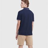  Áo Thun Tommy Cổ Polo Sọc, Regular Fit, Xanh Trơn, Logo Nhỏ Ngay Ngực 