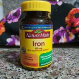  VIÊN UỐNG BỔ MÁU VÀ BỔ SUNG SẮT NATURE MADE IRON 65MG 365 VIÊN 