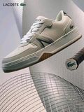  Giày Lacoste Trắng Kem Viền Nâu 