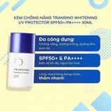  Kem Chống Nắng Trắng Da Transino Whitening UV Protector SPF50+ PA++++, 30 ml 