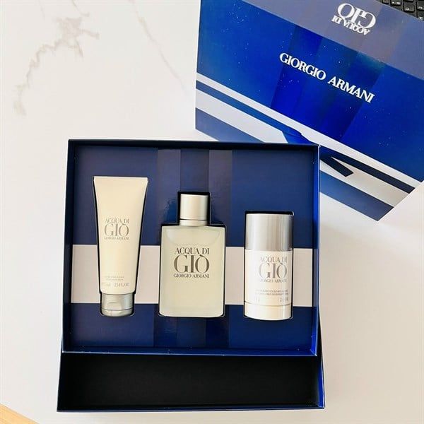  Set Nước Hoa Giorgio Armani Di Gio 100ml và Lăn Khử Mùi 75gr + Dưỡng sau khi cạo râu 75ml 