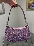  Túi Coach Teri Shouder Bag Màu Hồng Tím Size 23cm 