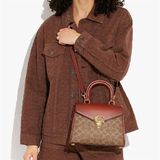  Túi Đeo Chéo Nữ Coach Sammy Top Handle In Signature Canvas Màu Nâu Khaki Logo 