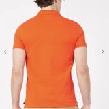  Áo Thun Tommy Hilfiger, Cổ Polo, Cam Trơn, Logo Nhỏ Trước Ngực, Slim Fit Stretch 