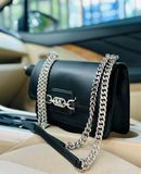  Túi Xách Michael Kors Heather Leather Da Trơn Màu Đen Cross Body Size Small 24 cm 
