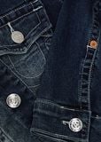  Áo Khoác Jeans True Religion Denim Trucker Jacket Máu Xanh Đậm Medium Wash 