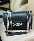  Túi Xách Michael Kors Heather Leather Da Trơn Màu Đen Cross Body Size Small 24 cm 