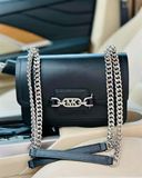  Túi Xách Michael Kors Heather Leather Da Trơn Màu Đen Cross Body Size Small 24 cm 