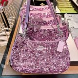  Túi Coach Teri Shouder Bag Màu Hồng Tím Size 23cm 