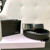  Set Ví Và Thắt Lưng Pierre Cardin Màu Đen Bản 3.5cm Da Bò 