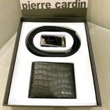  Set Ví Và Thắt Lưng Pierre Cardin Màu Đen Bản 3.5cm Da Bò 