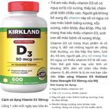  Viên uống Vitamin D3 Kirkland Extra Strength D3 50mcg 600 viên của Mỹ 