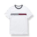  Áo Thun Ngắn Tay Cổ Tròn Tommy Hilfiger Màu Trắng Essential Flag Logo Ngang Ngực 