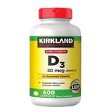  Viên uống Vitamin D3 Kirkland Extra Strength D3 50mcg 600 viên của Mỹ 