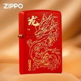  Zippo Rồng Sơn Đỏ Matte Tĩnh Điện 