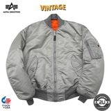  Áo Khoác Alpha Industries MA-1 Xưa Màu Xám Bạch Kim 