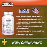  NOW VEGAN HAIR, SKIN, NAILS 5000MCG 90 VIÊN 