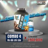  COMBO 4 - BPI ISO HD 5LBS 2.3KG - CHOCOLATE BROWNIE (HŨ) + EVL OMEGA 3 FISH OIL 120 VIÊN - ONSALE 