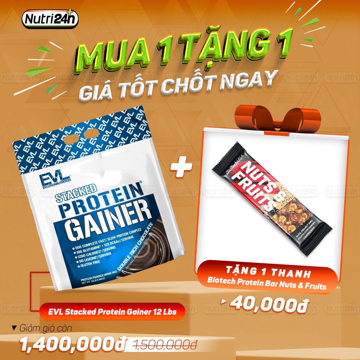  EVL - STACKED PROTEIN GAINER 12LBS 