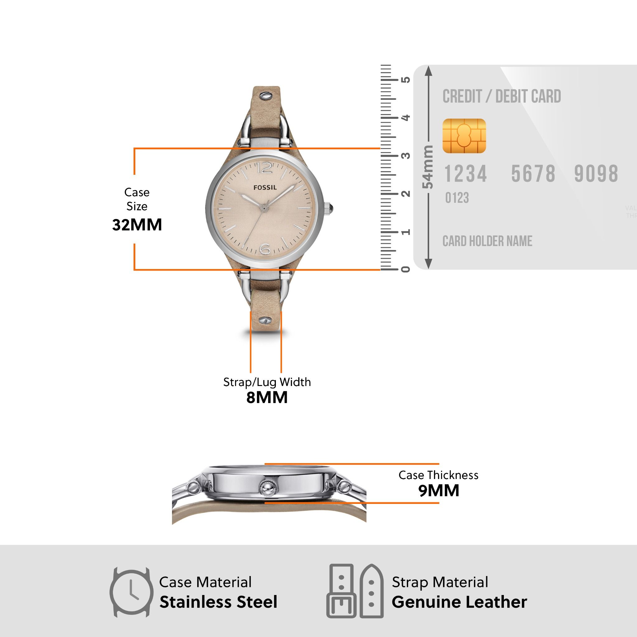  Đồng hồ nữ Fossil GEORGIA dây da ES2830 - màu nâu 