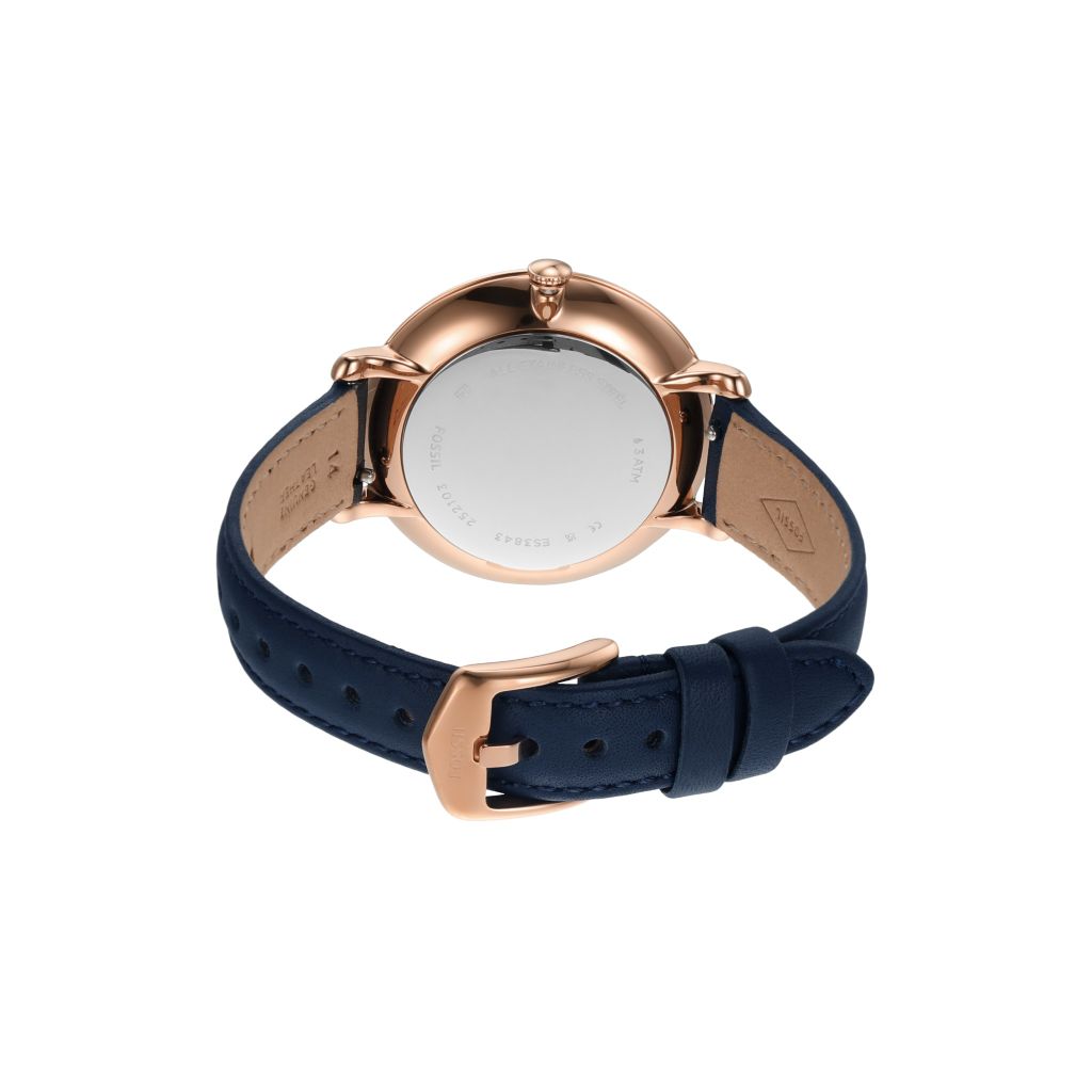 Đồng hồ nữ Fossil Jacqueline dây da, mặt 36 MM, màu xanh dương, ES3843