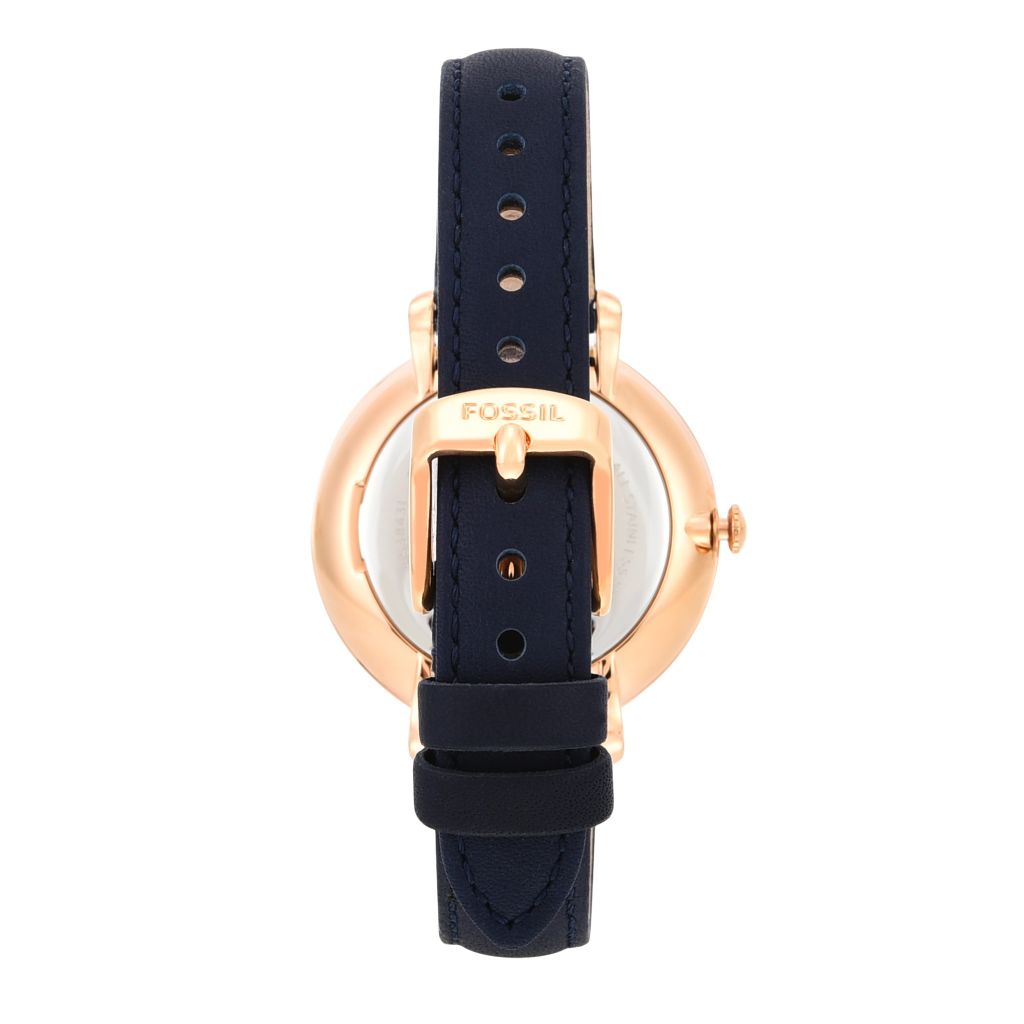 Đồng hồ nữ Fossil Jacqueline dây da, mặt 36 MM, màu xanh dương, ES3843
