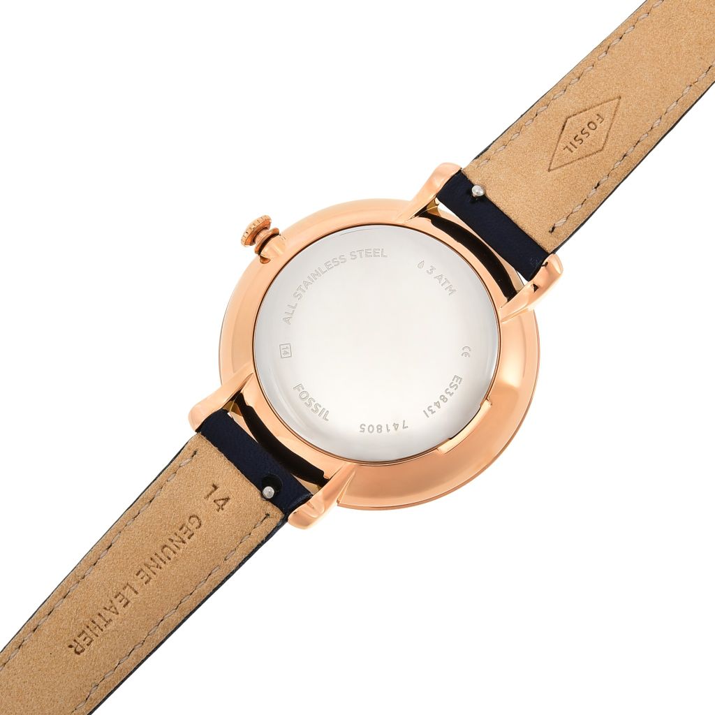 Đồng hồ nữ Fossil Jacqueline dây da, mặt 36 MM, màu xanh dương, ES3843