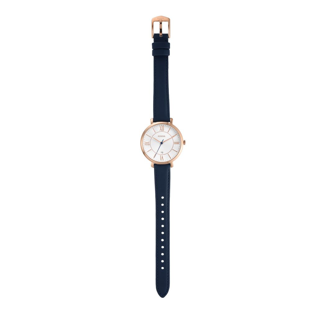 Đồng hồ nữ Fossil Jacqueline dây da, mặt 36 MM, màu xanh dương, ES3843