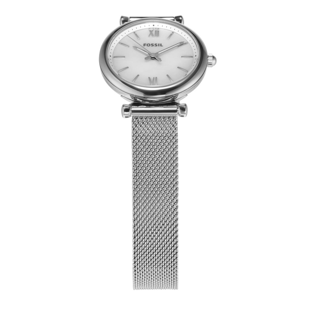 Đồng hồ nữ Fossil CARLIE MINI, mặt bằng xà cừ 29mm, vỏ thép không gỉ ES4432 - màu bạc