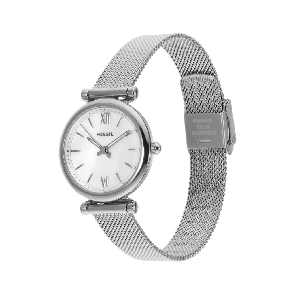 Đồng hồ nữ Fossil CARLIE MINI, mặt bằng xà cừ 29mm, vỏ thép không gỉ ES4432 - màu bạc