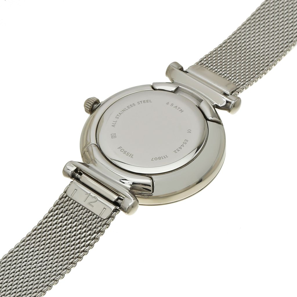 Đồng hồ nữ Fossil CARLIE MINI, mặt bằng xà cừ 29mm, vỏ thép không gỉ ES4432 - màu bạc