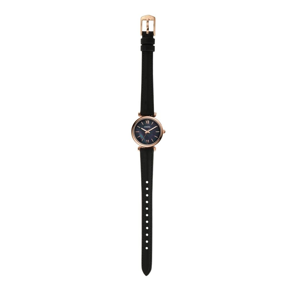Đồng hồ nữ Fossil Carlie Mini dây da, mặt xà cừ 28 MM, màu đen, ES4700