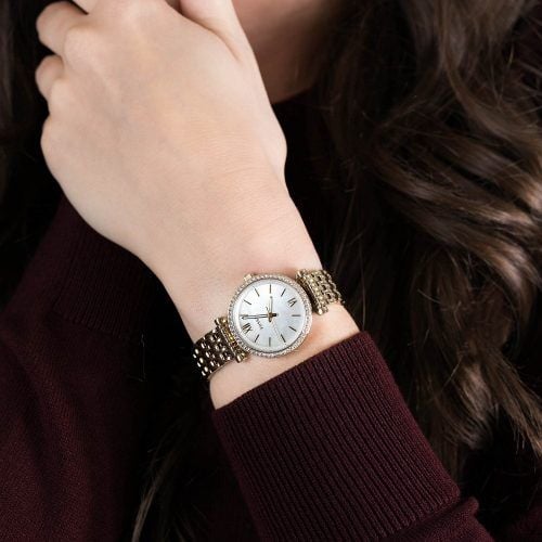 Đồng hồ nữ Fossil Carlie Mini dây kim loại, mặt 28 MM, màu vàng, ES4735