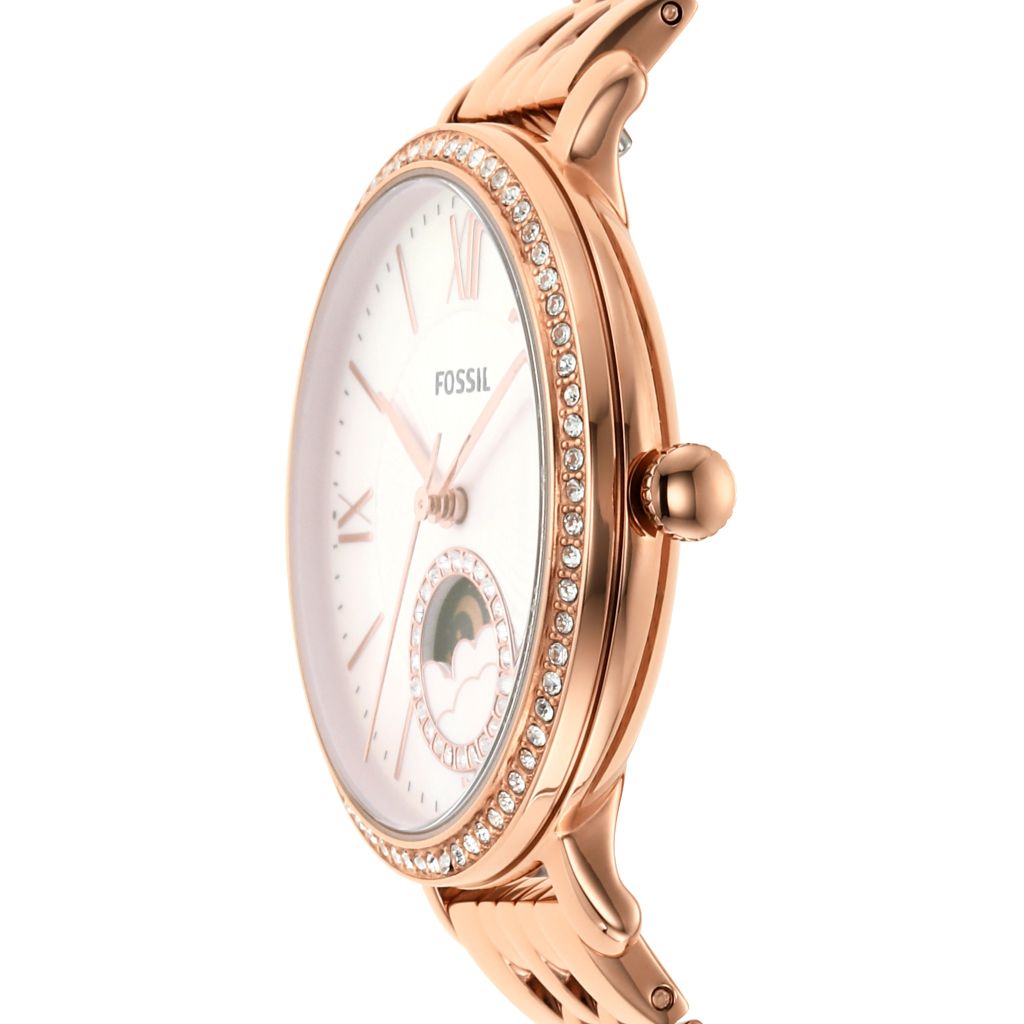 Đồng hồ nữ Fossil Jacqueline Sun and Moon ES5165, mặt số khảm xà cừ, viền đính đá