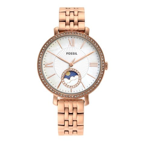 Đồng hồ nữ Fossil Jacqueline Sun and Moon ES5165, mặt số khảm xà cừ, viền đính đá