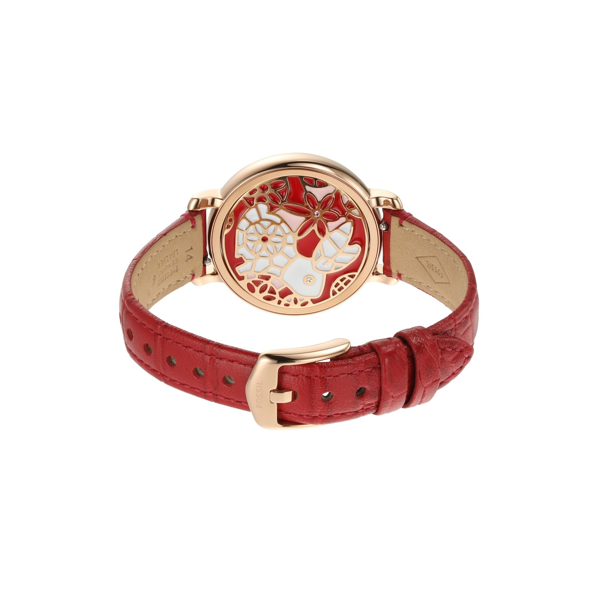  Đồng hồ Fossil nữ Jacqueline ES5248 dây da - màu đỏ 