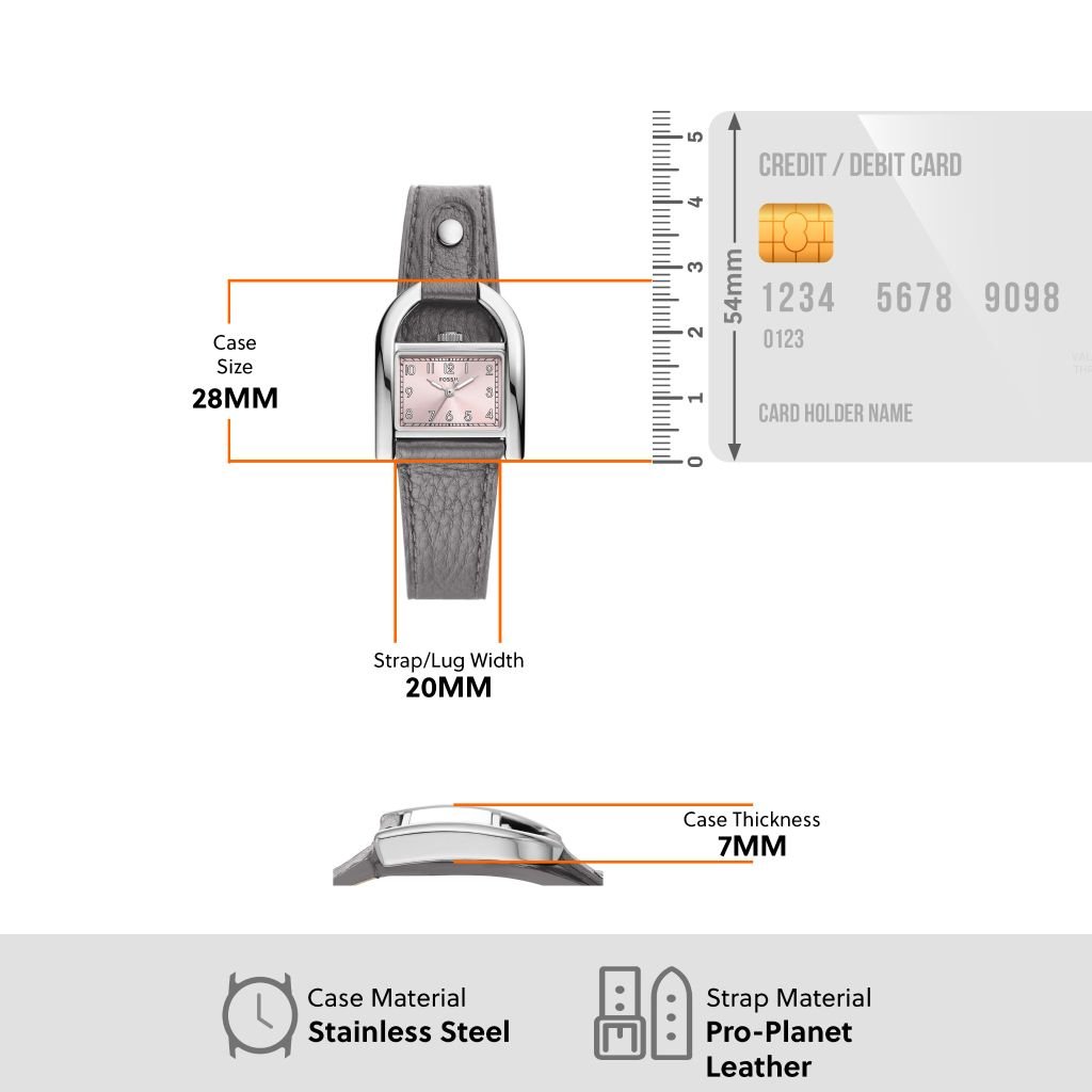 Đồng hồ nữ Fossil Harwell dây da, mặt 28 MM, màu xám, ES5265