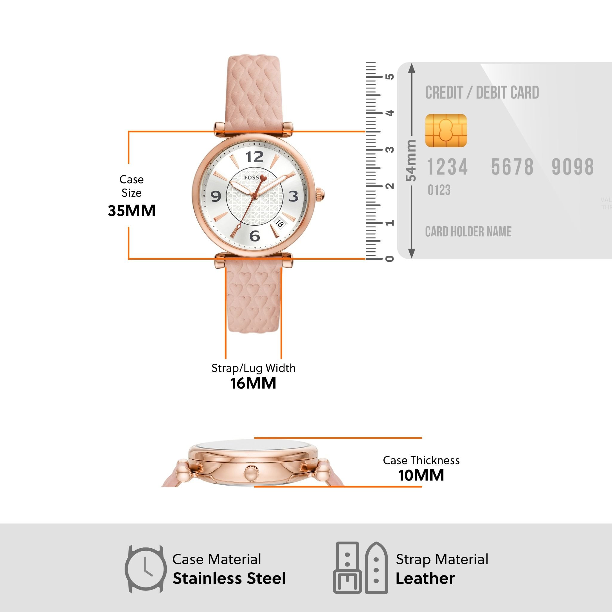  Đồng hồ nữ Fossil Carlie dây da ES5269 - màu hồng 