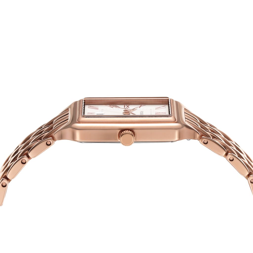Đồng hồ nữ Fossil Raquel dây kim loại màu vàng hồng, mặt chữ nhật 23 MM, ES5271