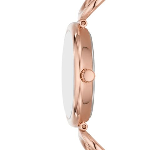 Đồng hồ nữ Fossil Carlie dây kim loại, mặt 30 MM, màu vàng hồng, ES5273