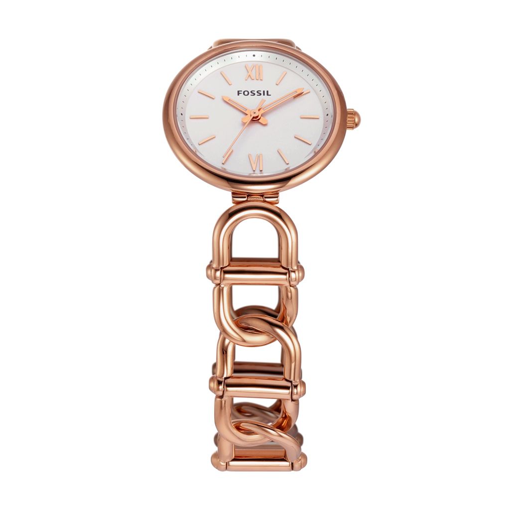 Đồng hồ nữ Fossil Carlie dây thép không gỉ, mặt 30 MM, màu vàng hồng, ES5273