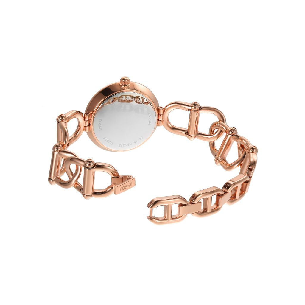 Đồng hồ nữ Fossil Carlie dây thép không gỉ, mặt 30 MM, màu vàng hồng, ES5273