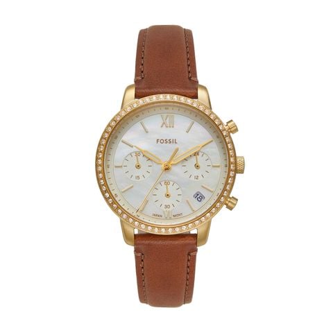 Đồng hồ nữ Fossil NEUTRA Chronograph mặt xà cừ 36MM dây da màu nâu ES5278